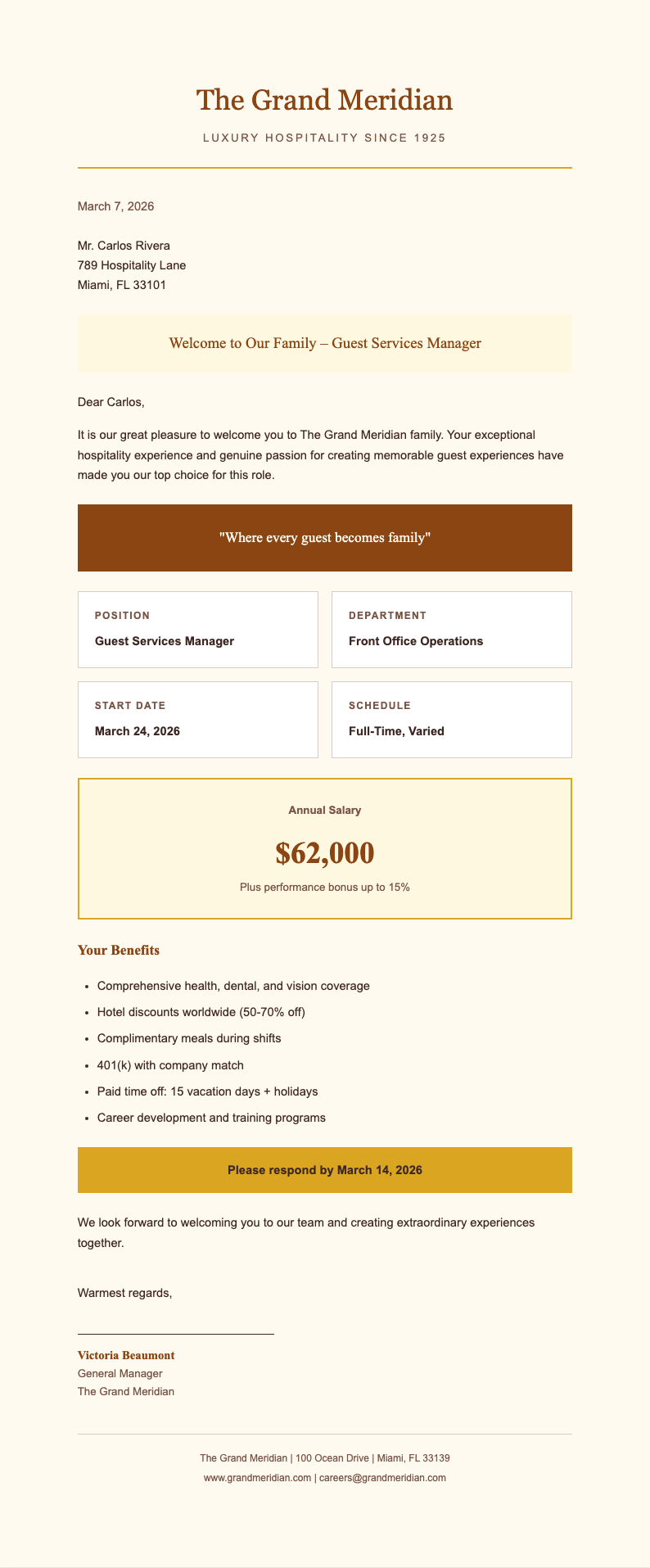 Hospitality warm welcome